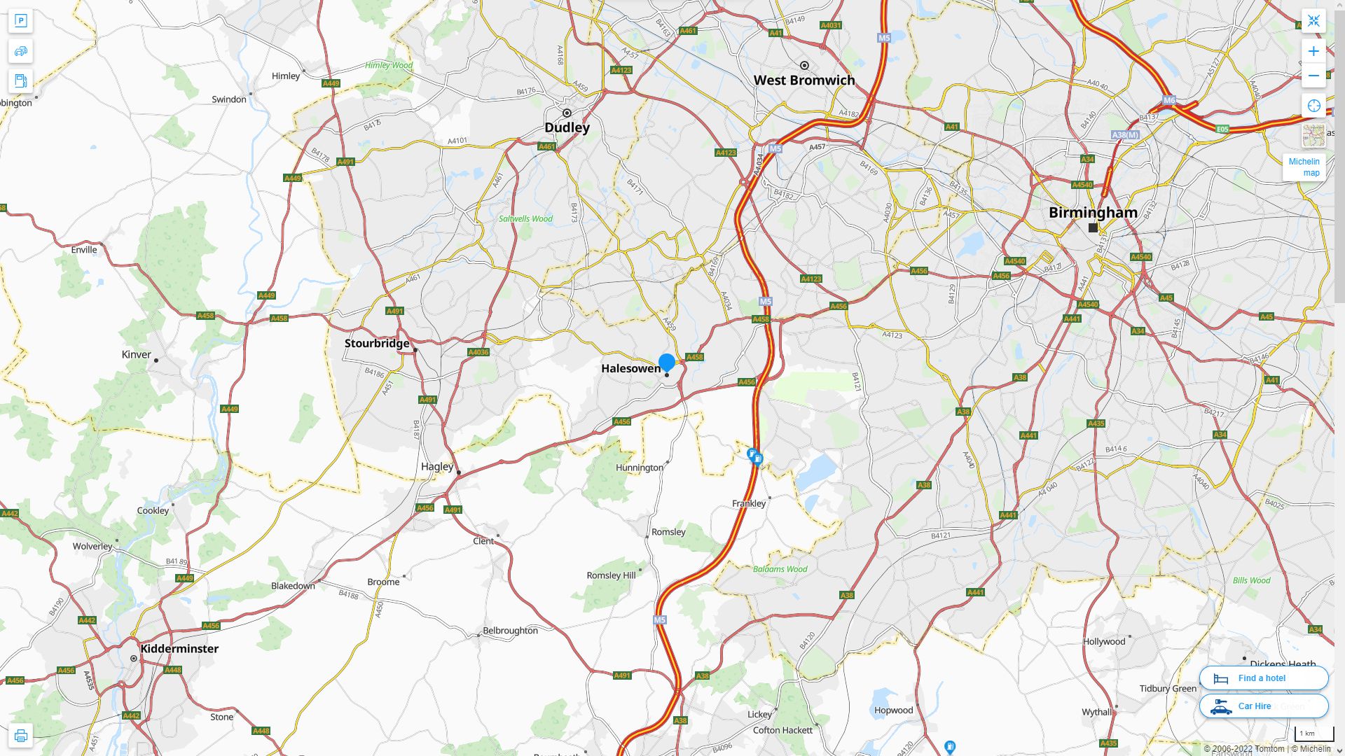 Halesowen Highway and Road Map